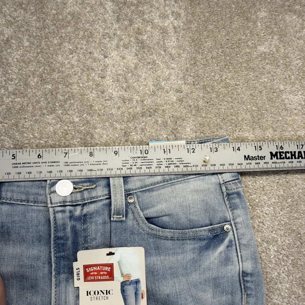 Levis Signature Super Skinny Blue Jeans Girls 18 (FITS 28 X 30) Distressed NEW - Picture 6 of 12